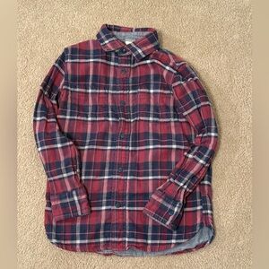 Rumi & Ryder Boys’ Burgundy and Navy Plaid Button-Down Shirt, Size Small